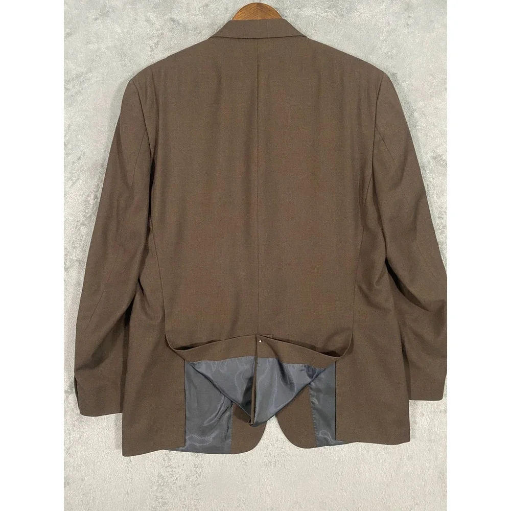 Calvin Klein Blazer Mens 44L Brown Solid Two‎ Button Double Vent Sport Coat